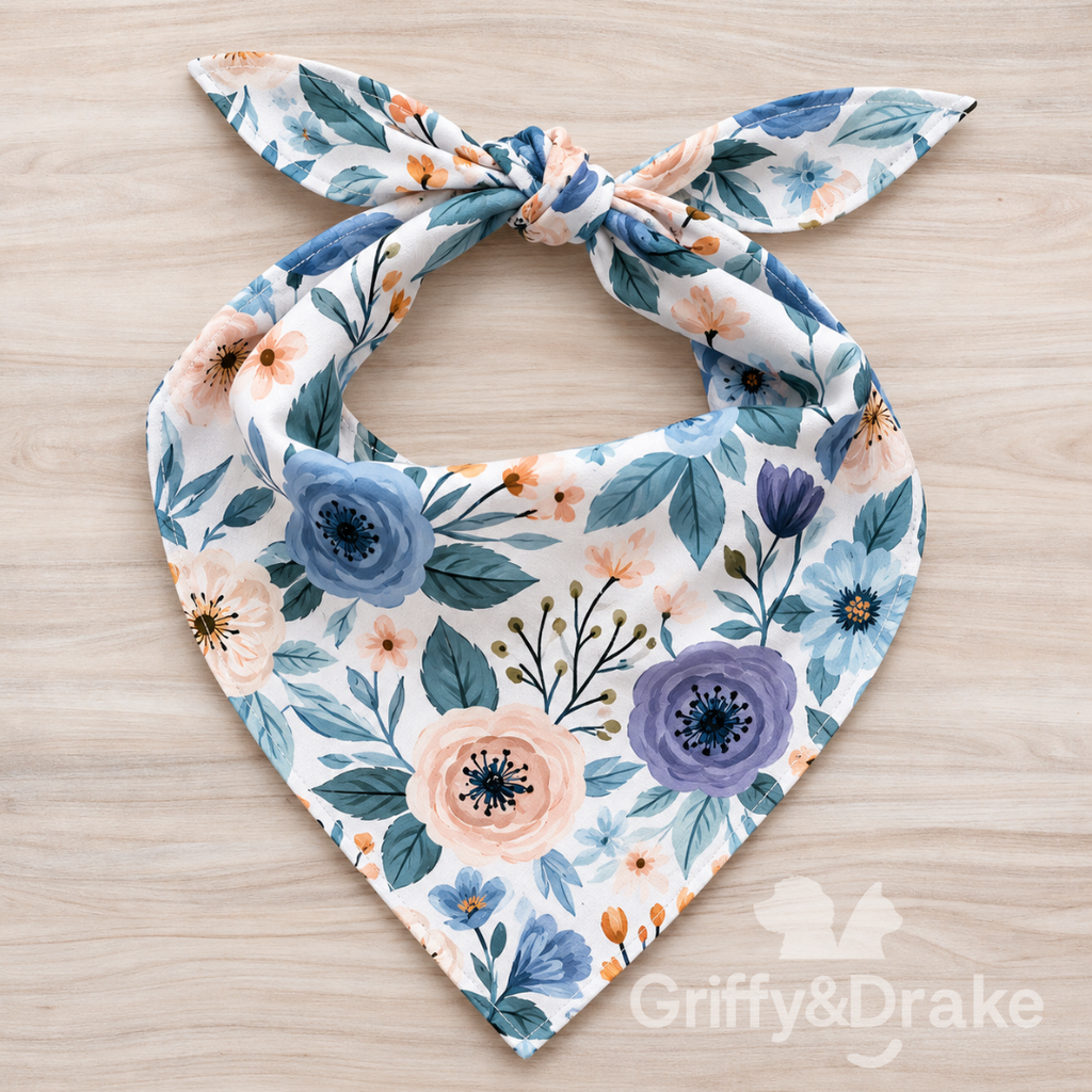 Preorder: Plaids & Posies-Blueberry Blossoms FLORAL Bandana
