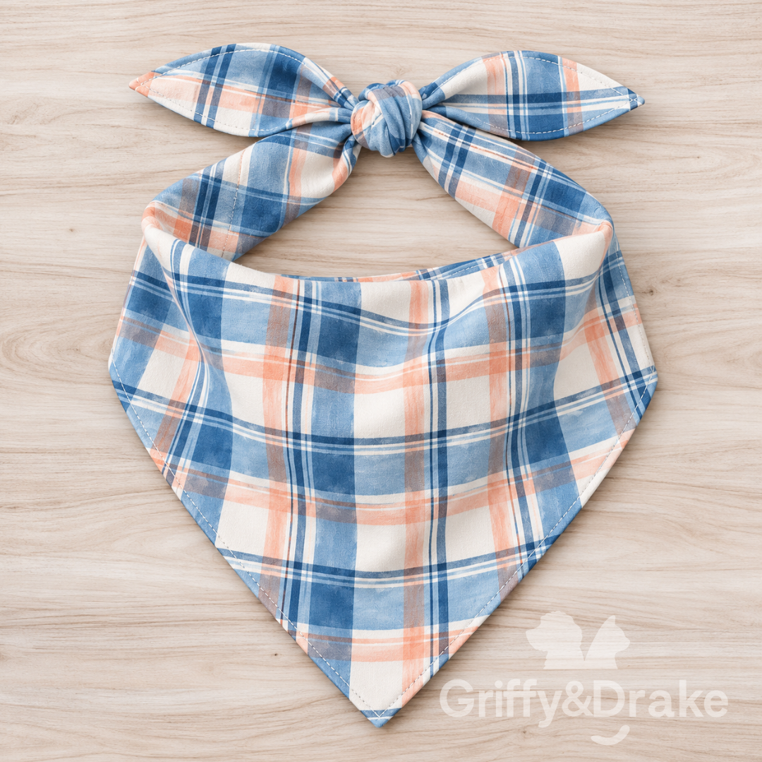 Preorder: Plaids & Posies-Blueberry Blossoms PLAID Bandana