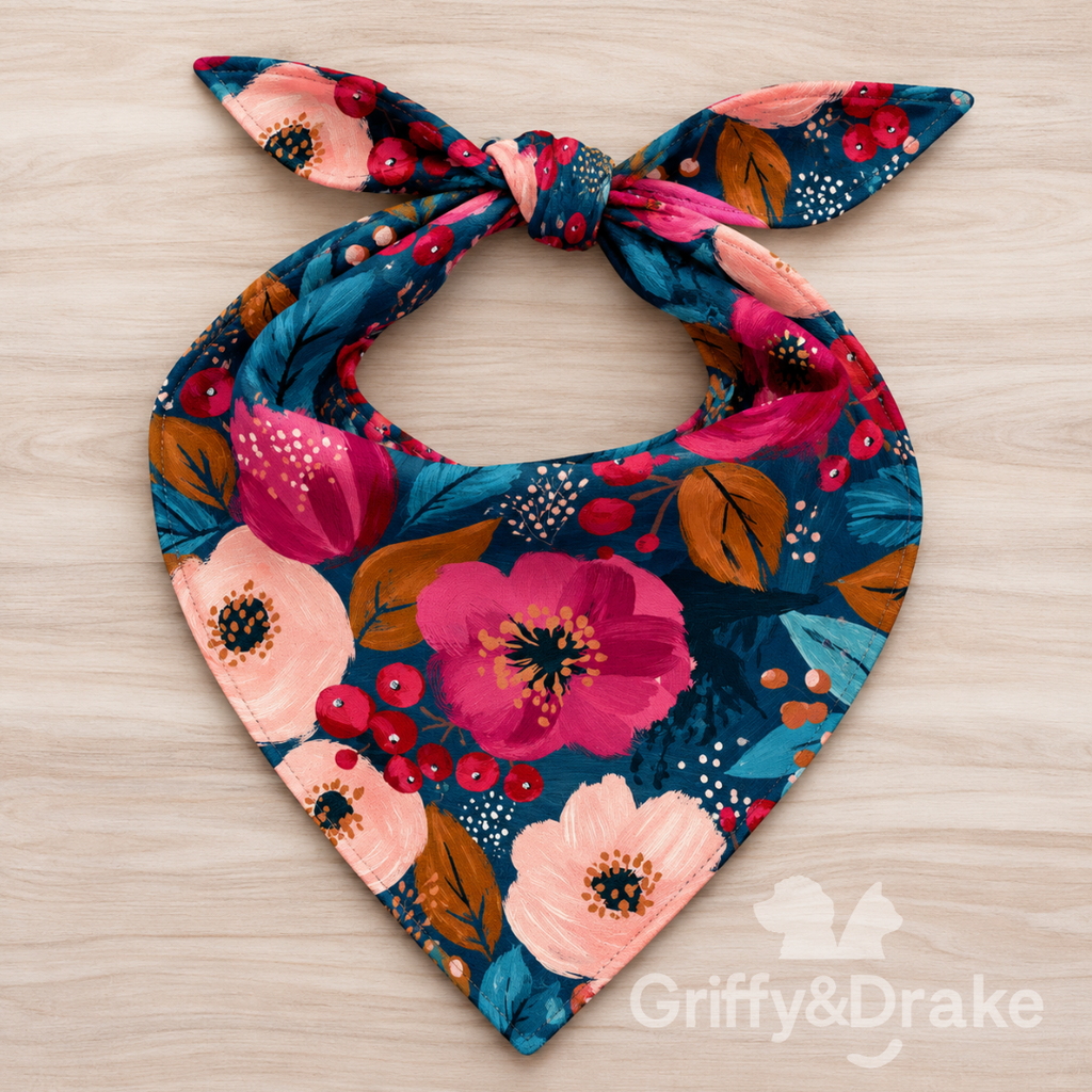 Preorder: Plaids & Posies-Cranberry Kisses FLORAL Bandana