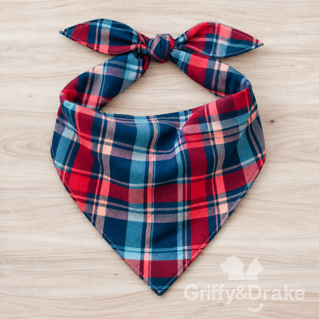 Preorder: Plaids & Posies-Cranberry Kisses PLAID Bandana