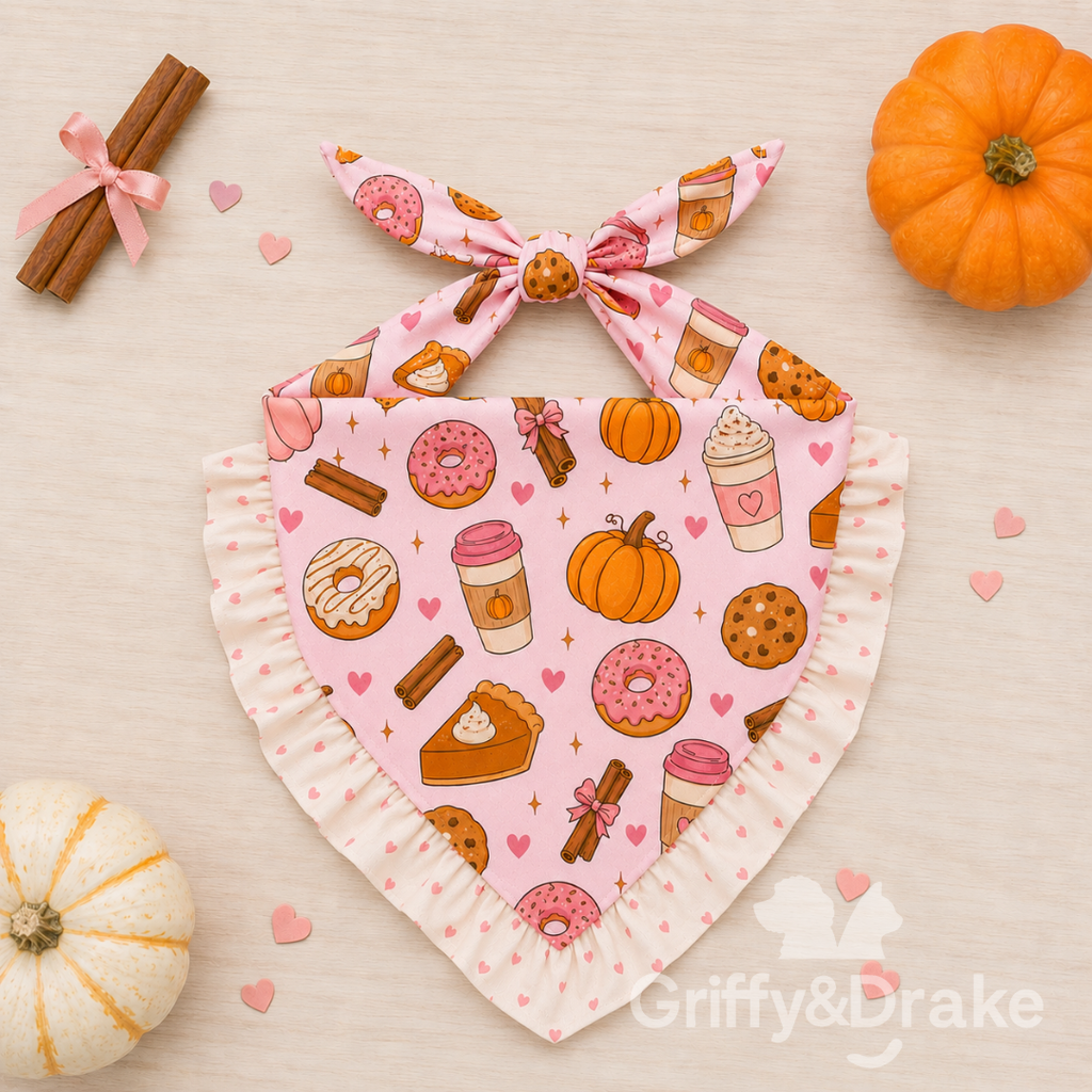 Preorder:Pumpkin Spice & Everything Nice Ruffle Bandana-PINK