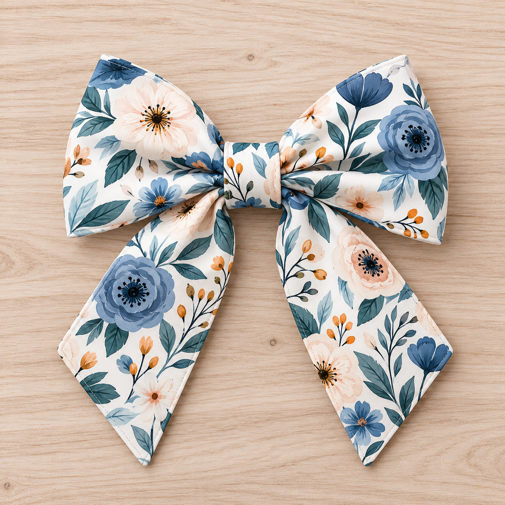 Preorder: Plaids & Posies-Blueberry Blossoms Sailor Bow